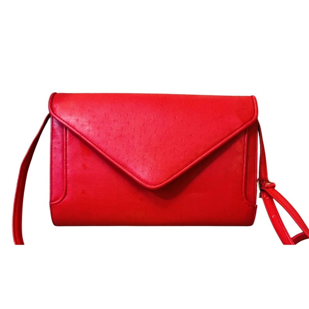 Ande Crossbody Bag Womens Small Red Faux Leather Envelope Clutch Vintage